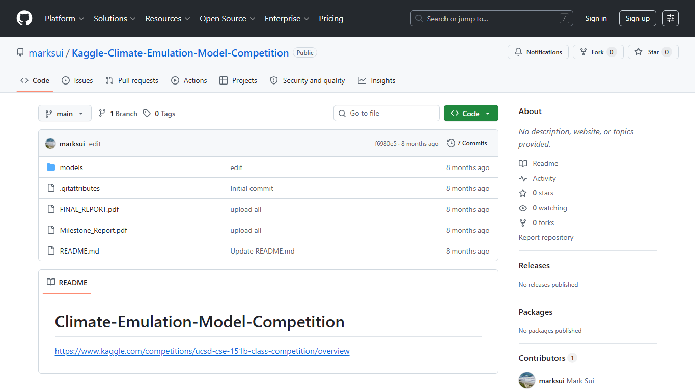 Climate Emulation Model repository screenshot
