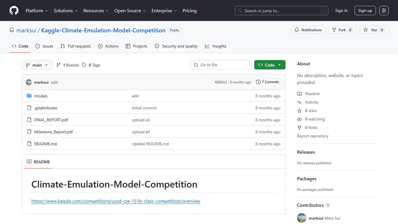 Climate Emulation Model repository screenshot